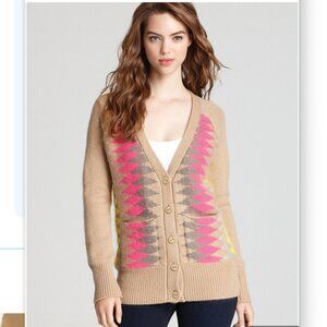 Y2K ! Juicy Couture Wool Blend Knit Lurex Diamond Oversized Cardigan Sweater M